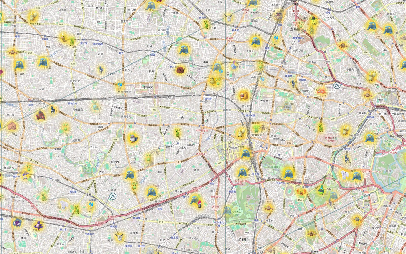 The map glowing gold on Pokémon that are shiny for your account